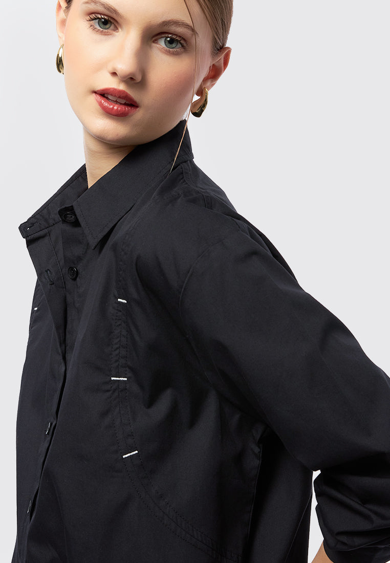 Long Sleeve Blouse with Drawstring