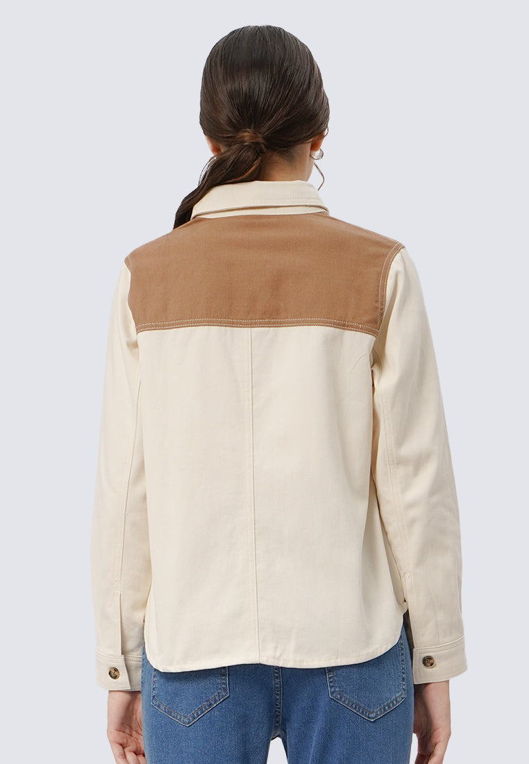 Colorblock Long Sleeve Denim Shirt