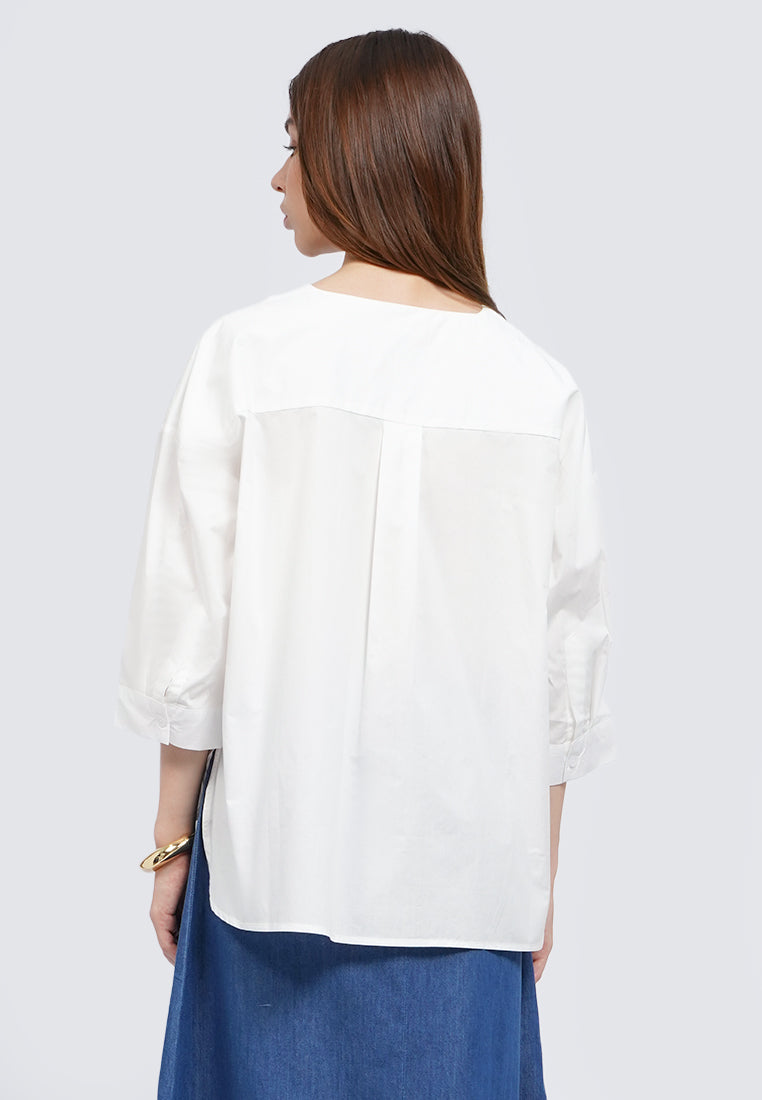 V-Neck 3/4 Sleeve Blouse