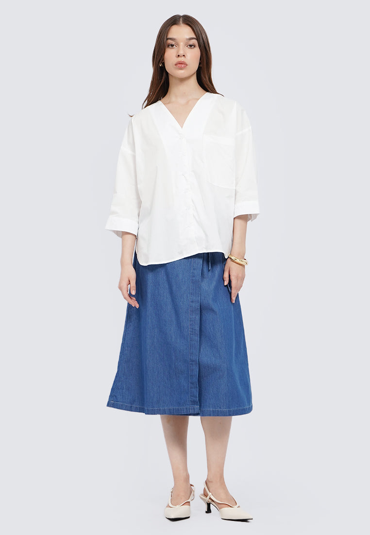 V-Neck 3/4 Sleeve Blouse