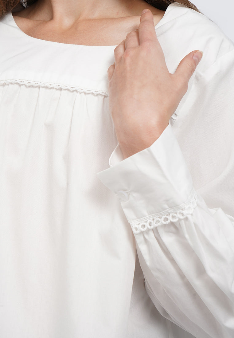 Round Neck Long Sleeve Blouse