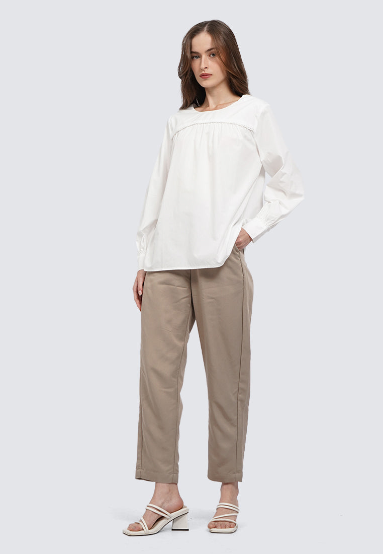 Round Neck Long Sleeve Blouse