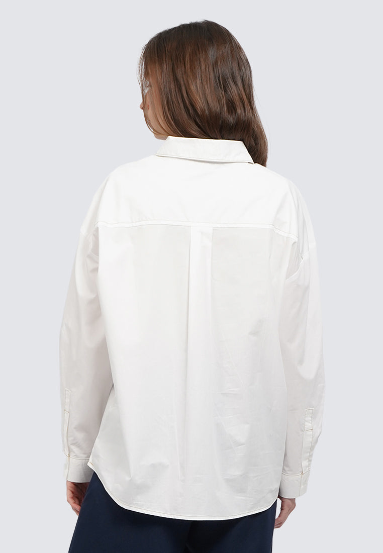 Fancy Button Long Sleeve Blouse