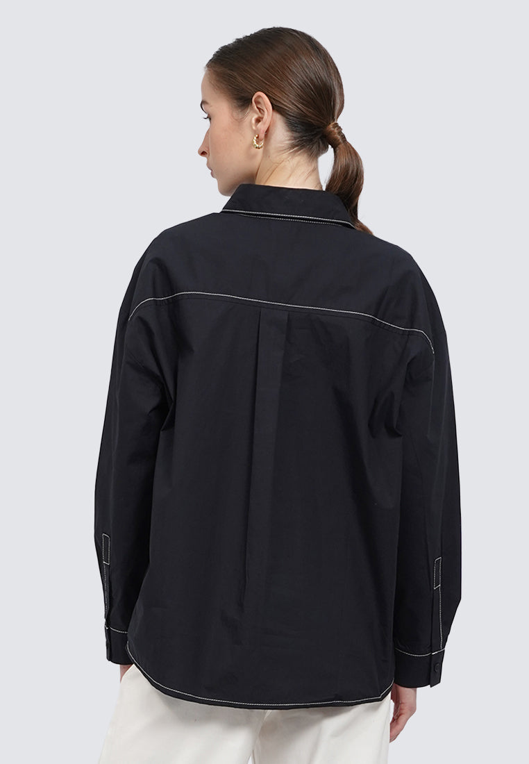 Fancy Button Long Sleeve Blouse