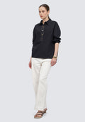 Fancy Button Long Sleeve Blouse