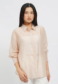 Loose Long Sleeve Sheer Blouse