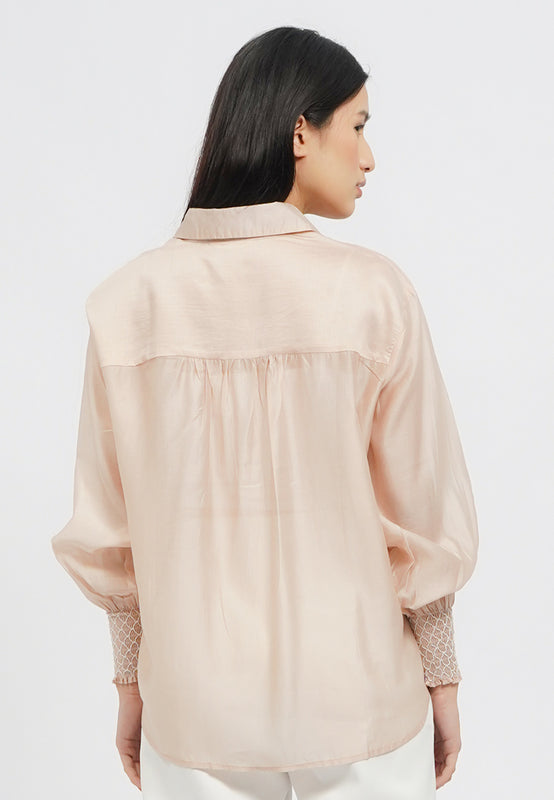 Loose Long Sleeve Sheer Blouse