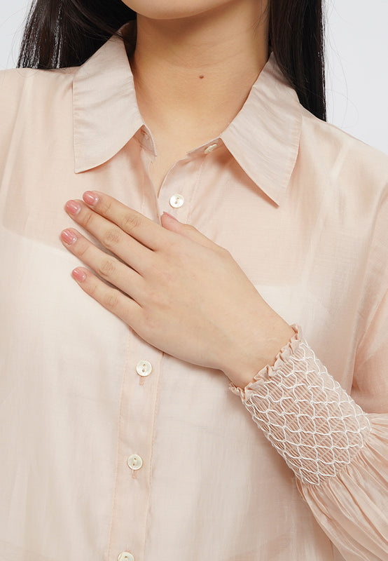 Loose Long Sleeve Sheer Blouse