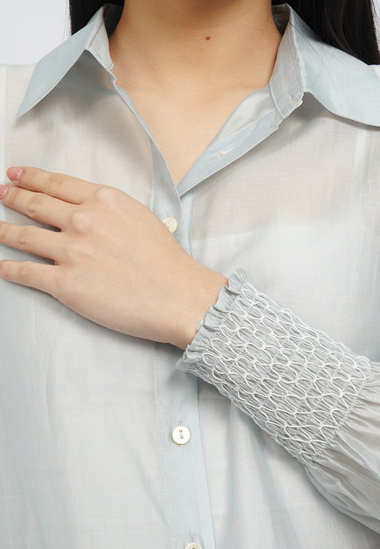 Loose Long Sleeve Sheer Blouse