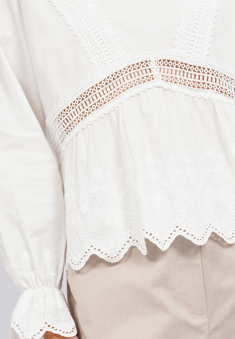 Embroidered Long Sleeve Blouse