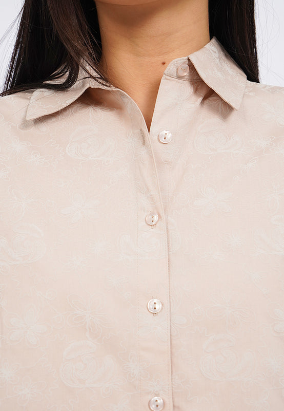 Printed Embroidery Long Sleeve Blouse