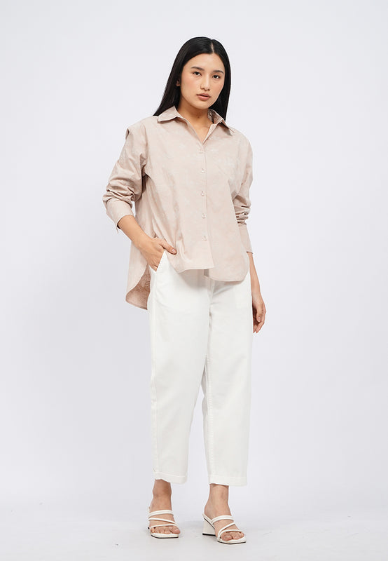 Printed Embroidery Long Sleeve Blouse