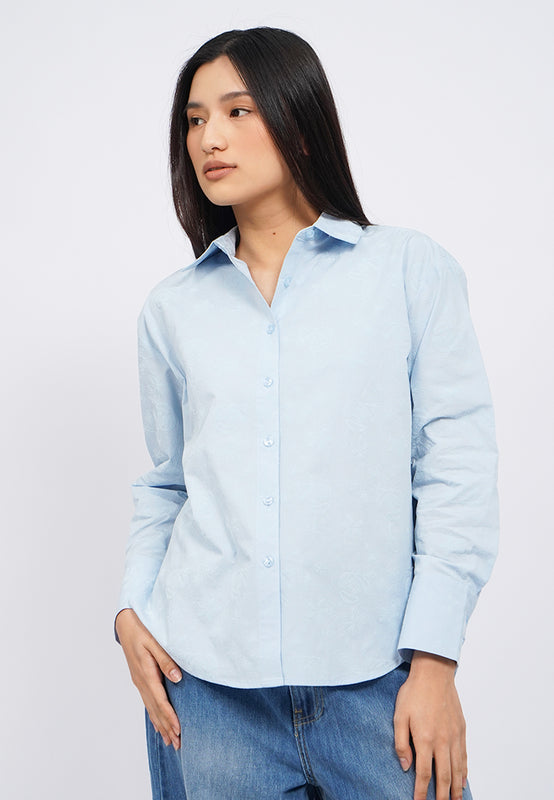 Printed Embroidery Long Sleeve Blouse