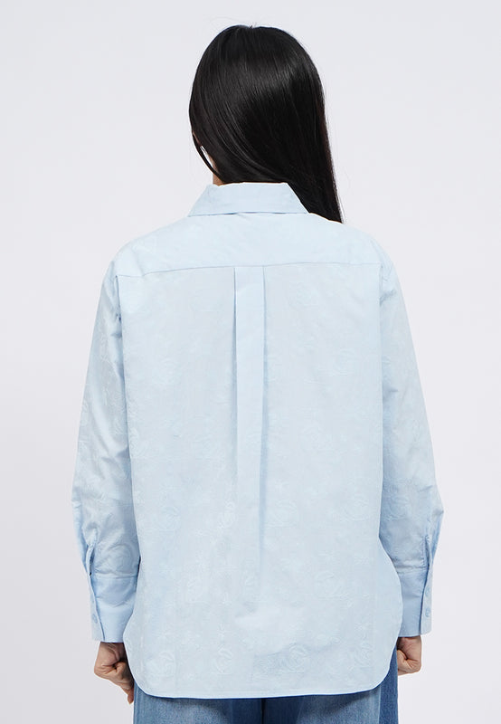 Printed Embroidery Long Sleeve Blouse