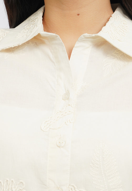 Oversized Embro Long Sleeve Blouse