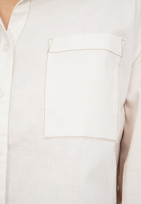 Contrast Stitch Long Sleeve Blouse