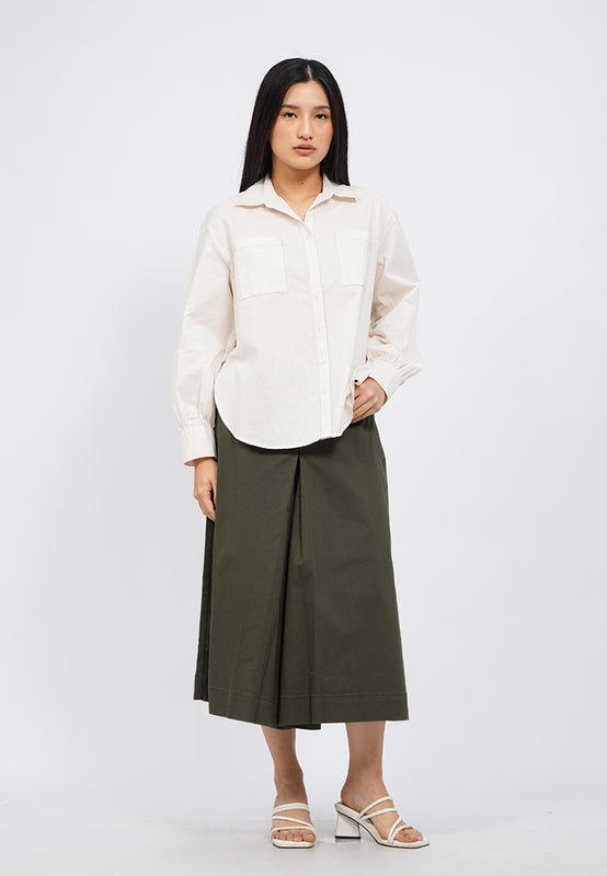 Contrast Stitch Long Sleeve Blouse