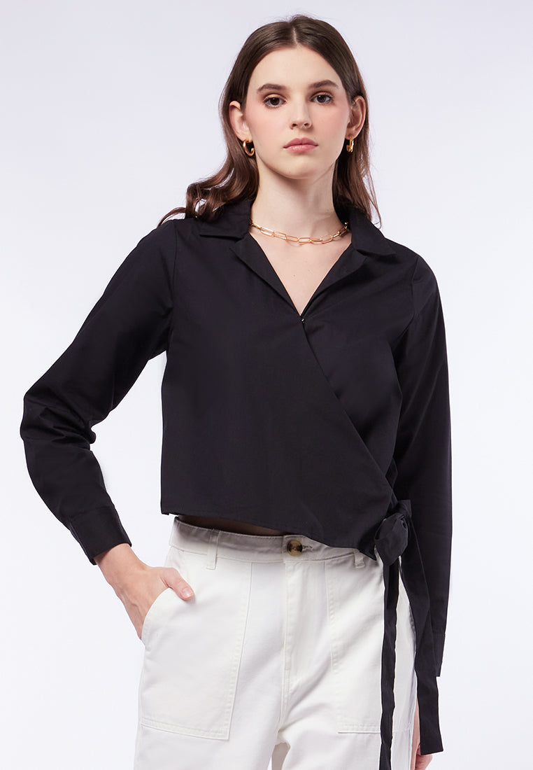 Wrap Over Long Sleeve Blouse