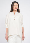 Asymmetric Hem Long Sleeve Blouse