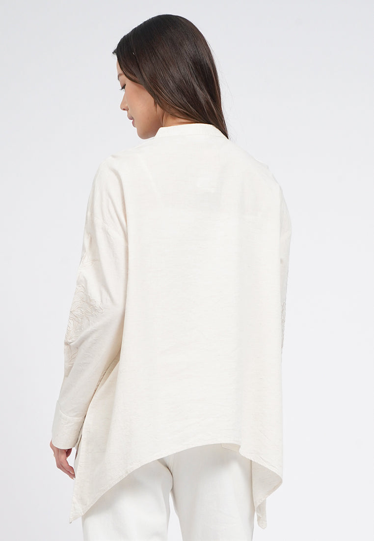 Asymmetric Hem Long Sleeve Blouse