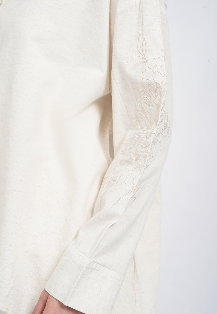 Asymmetric Hem Long Sleeve Blouse