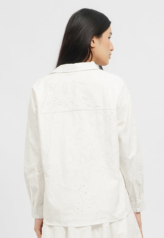 Long Sleeve Eyelet Blouse