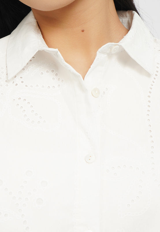 Long Sleeve Eyelet Blouse