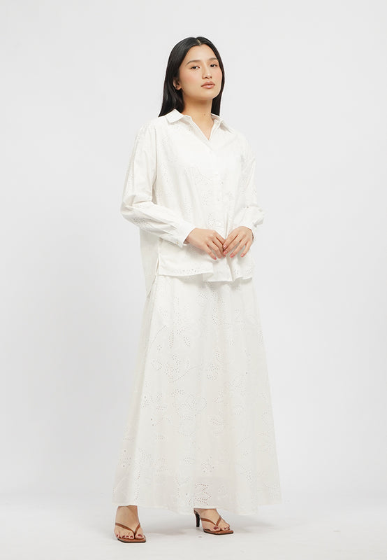 Long Sleeve Eyelet Blouse