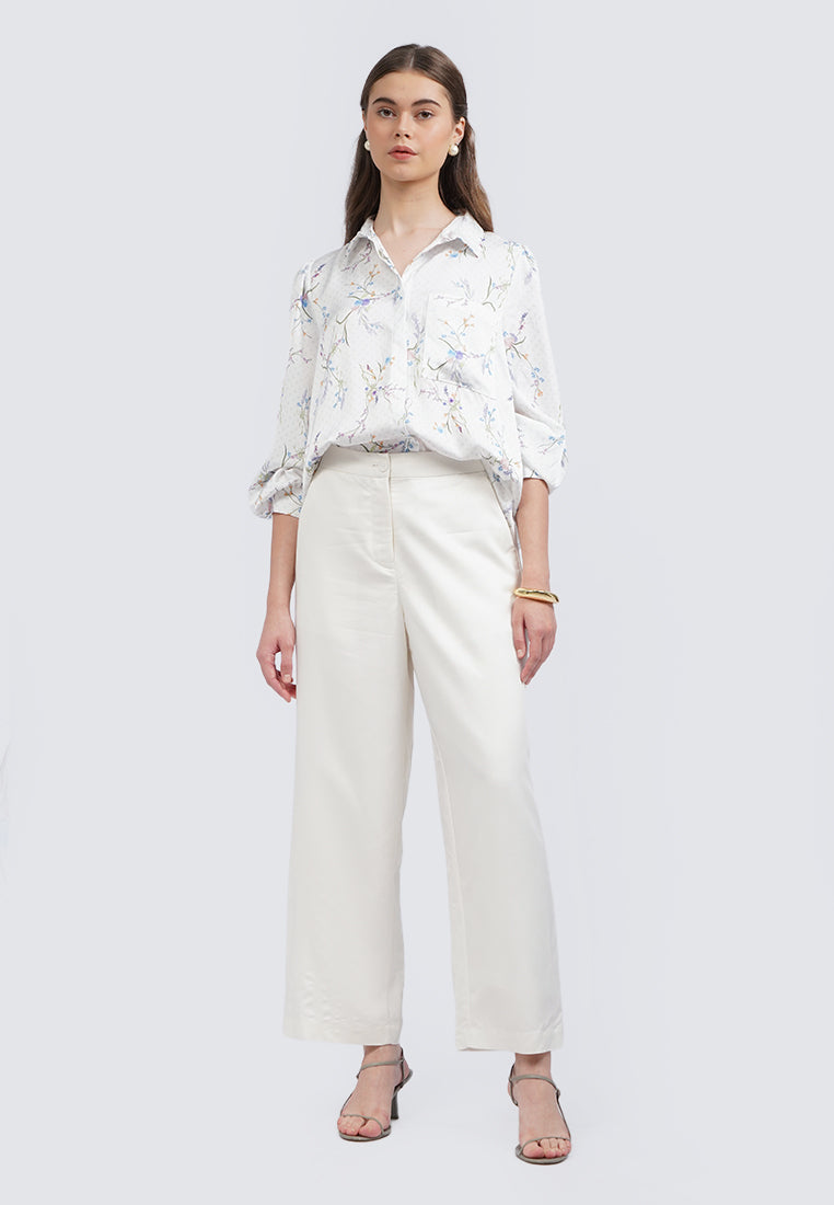 Printed Long Sleeve Blouse with Pocket