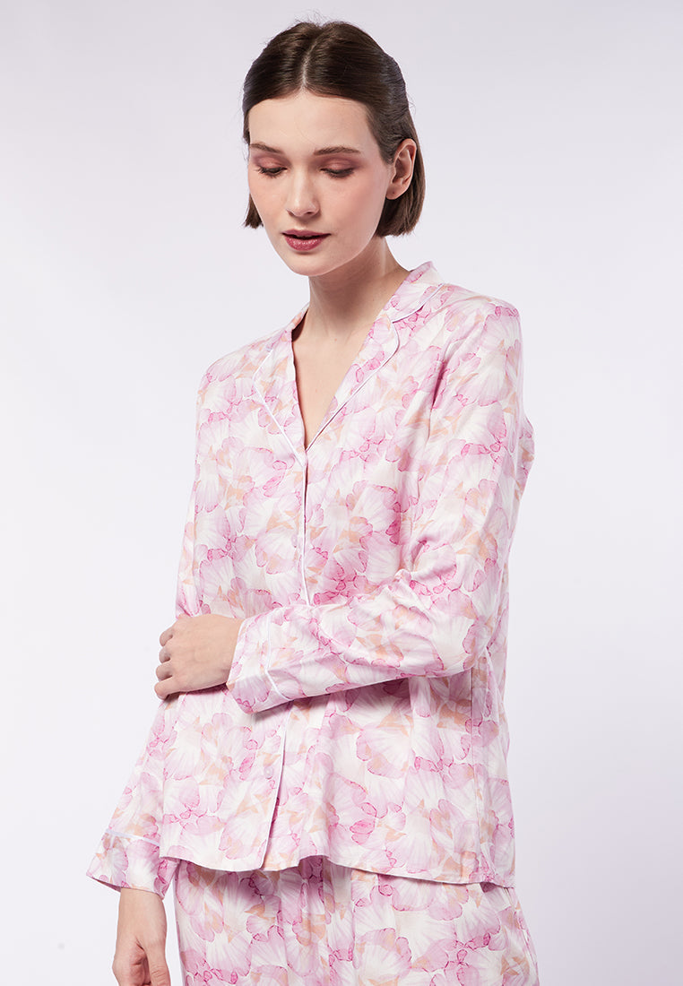 Printed Long Sleeve Lounge Top