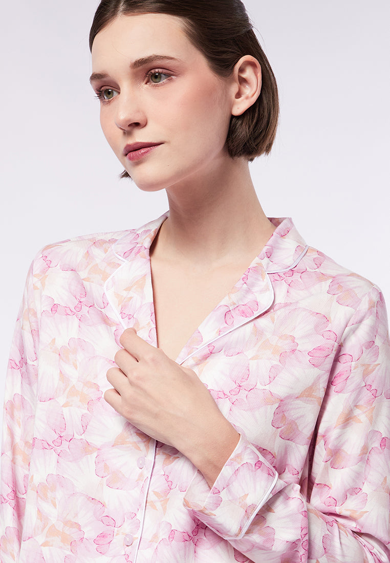 Printed Long Sleeve Lounge Top