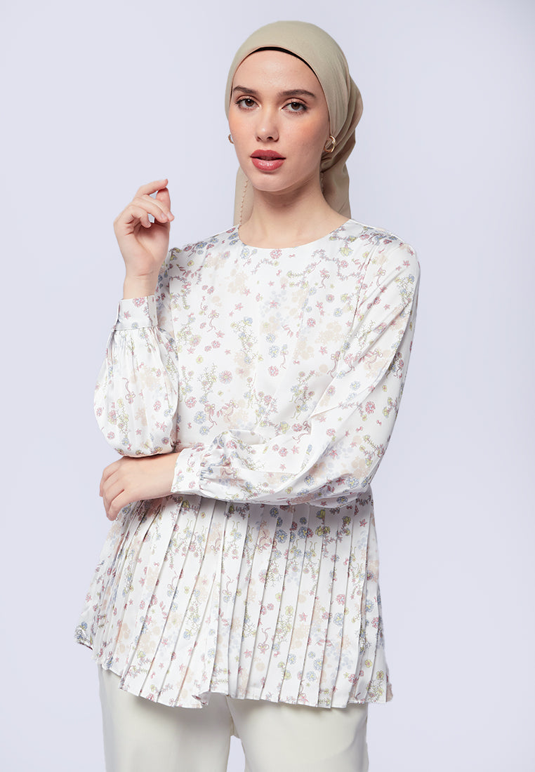 Printed Pleats Long Sleeve Blouse Citra Kirana for et cetera