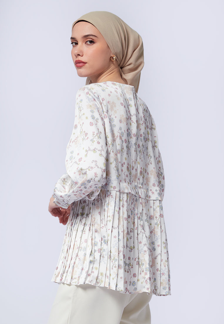 Printed Pleats Long Sleeve Blouse Citra Kirana for et cetera
