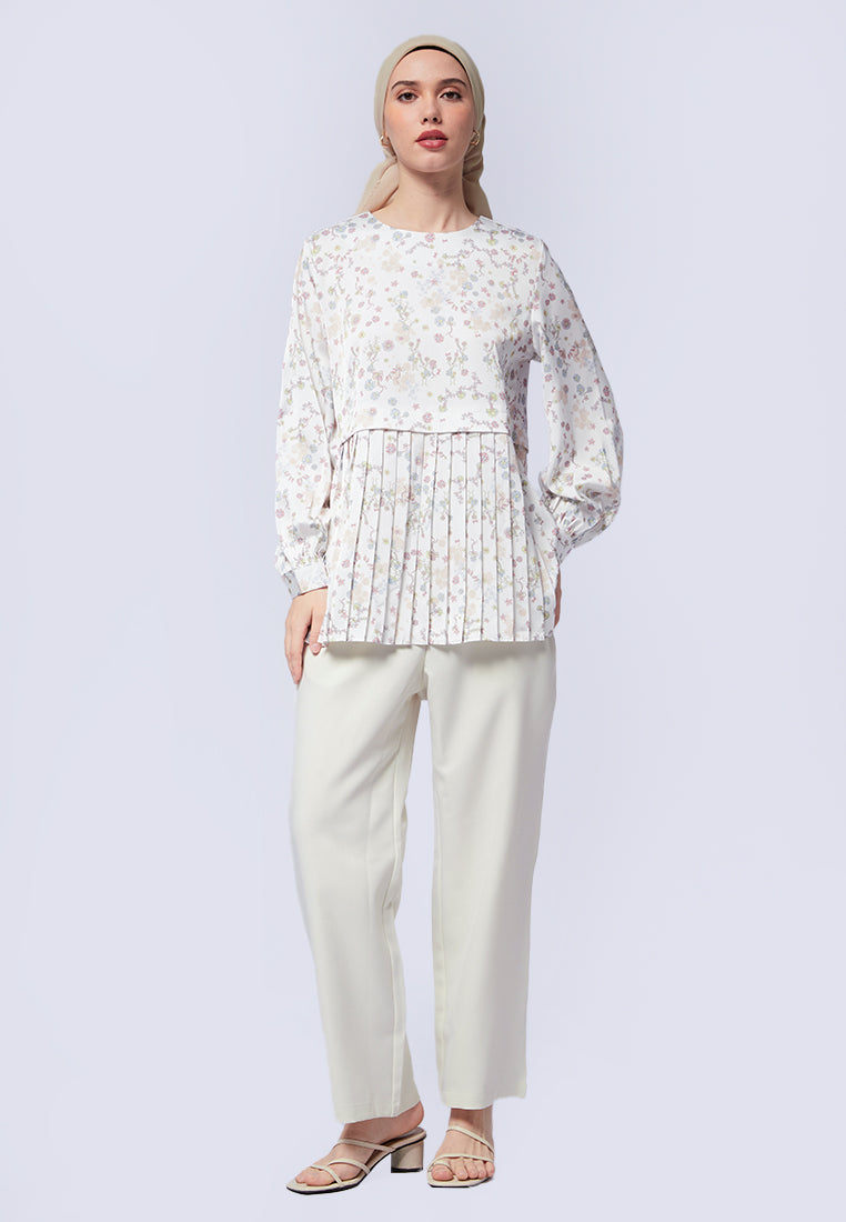 Printed Pleats Long Sleeve Blouse Citra Kirana for et cetera