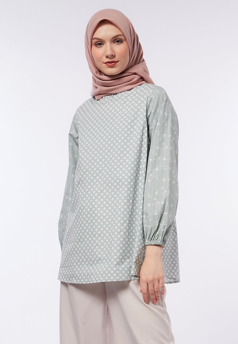 Printed Puff Sleeves Blouse