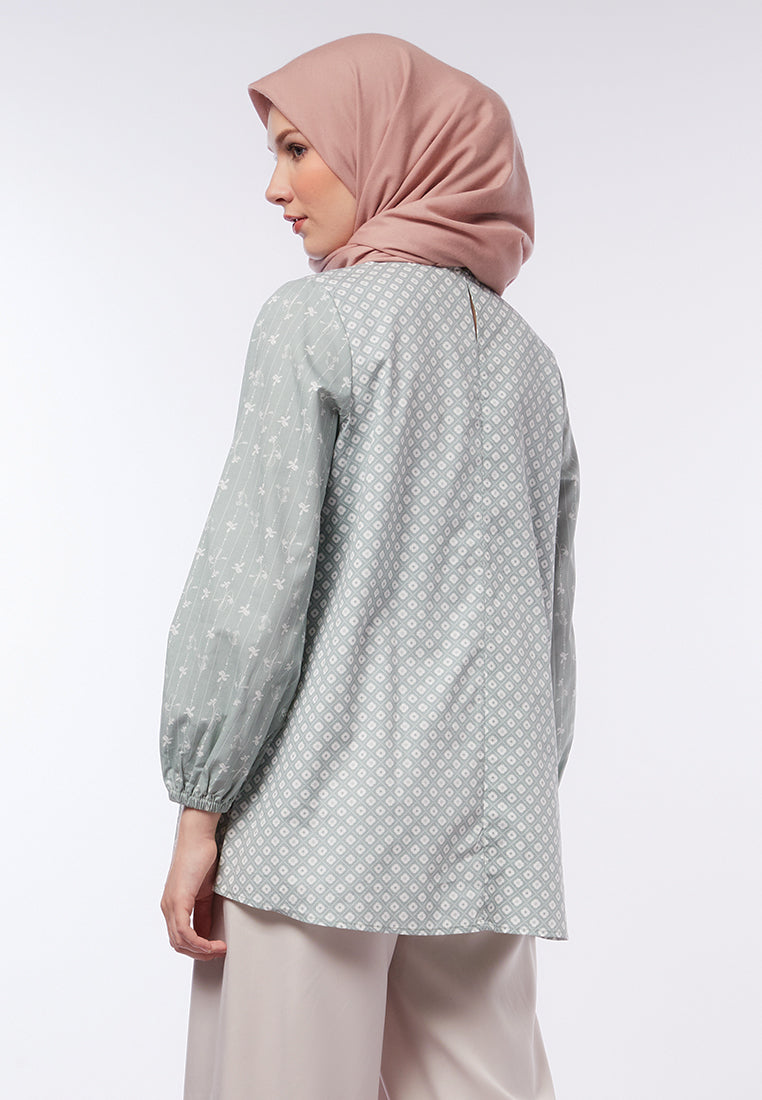 Printed Puff Sleeves Blouse