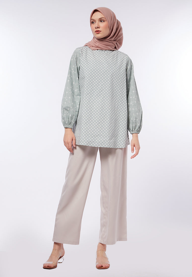 Printed Puff Sleeves Blouse