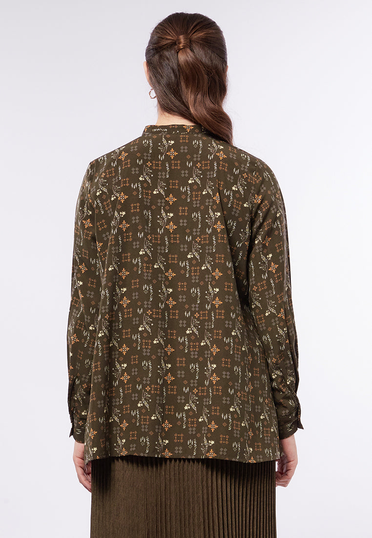 Mandarin Collar Long Sleeve Blouse