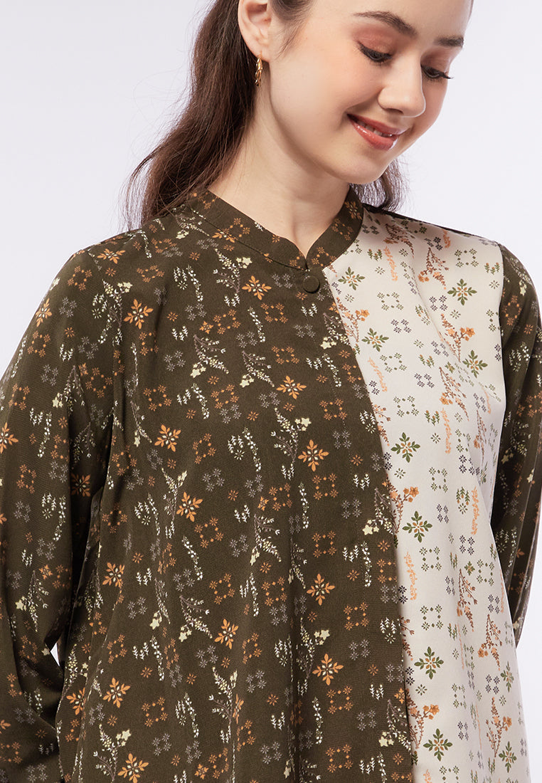 Mandarin Collar Long Sleeve Blouse