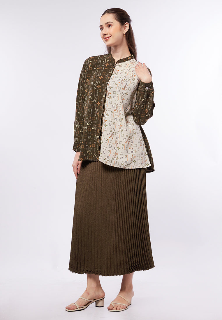 Mandarin Collar Long Sleeve Blouse