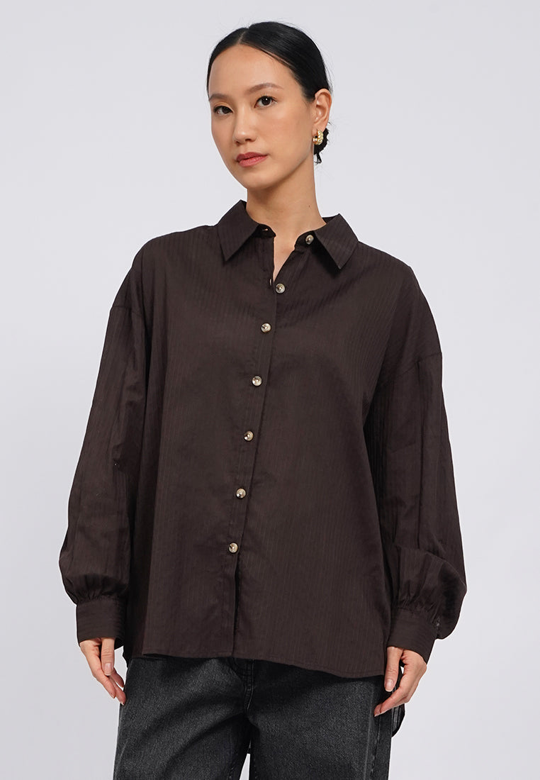 Puff Sleeve Blouse with Fancy Button