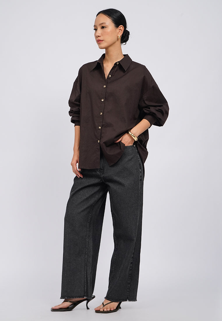 Puff Sleeve Blouse with Fancy Button
