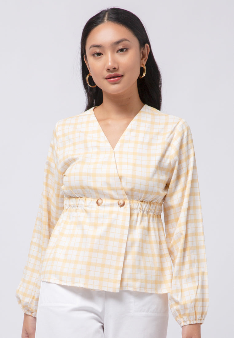 Printed Blouse with Elastic Waistband