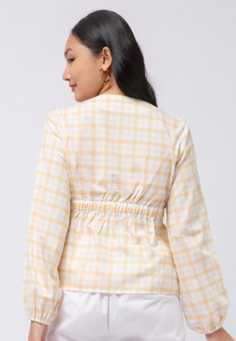 Printed Blouse with Elastic Waistband