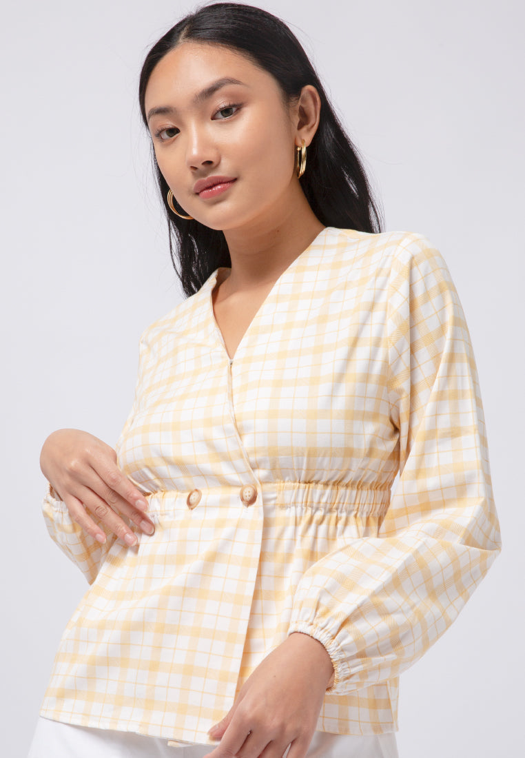 Printed Blouse with Elastic Waistband