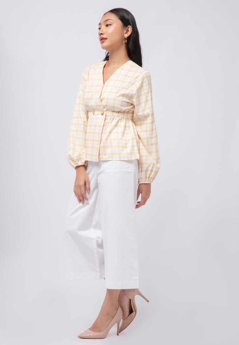 Printed Blouse with Elastic Waistband