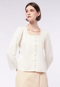 Square Neck Puffy Sleeve Blouse