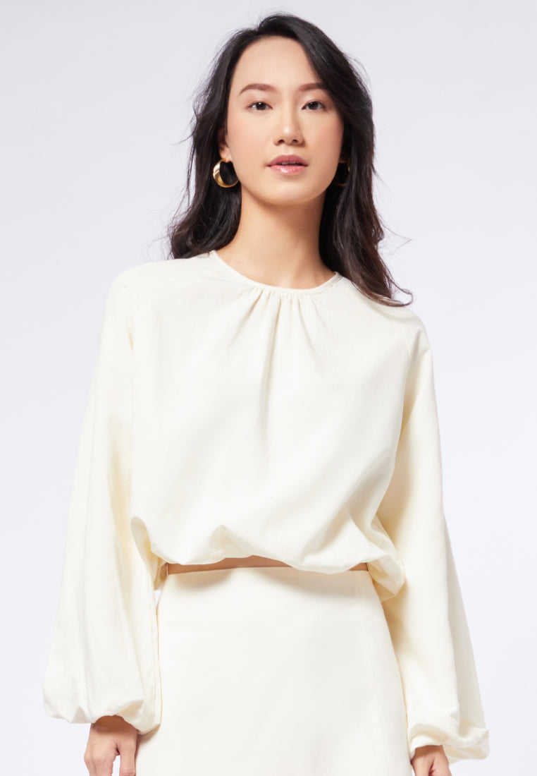 Balloon Sleeve Crop Blouse