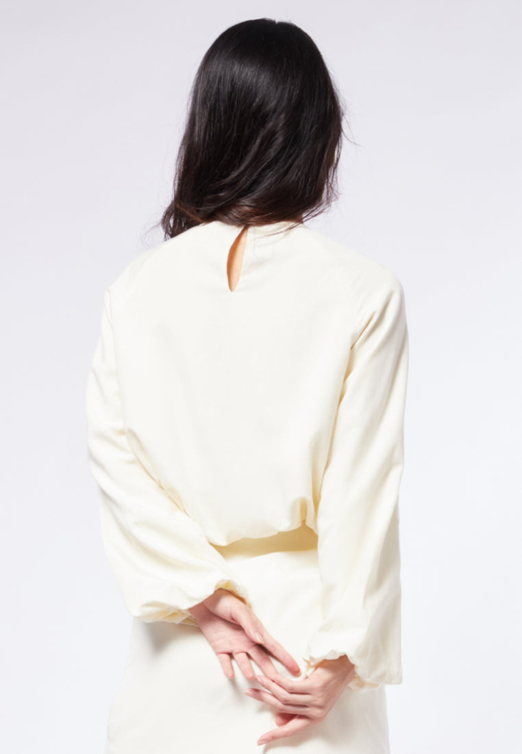 Balloon Sleeve Crop Blouse