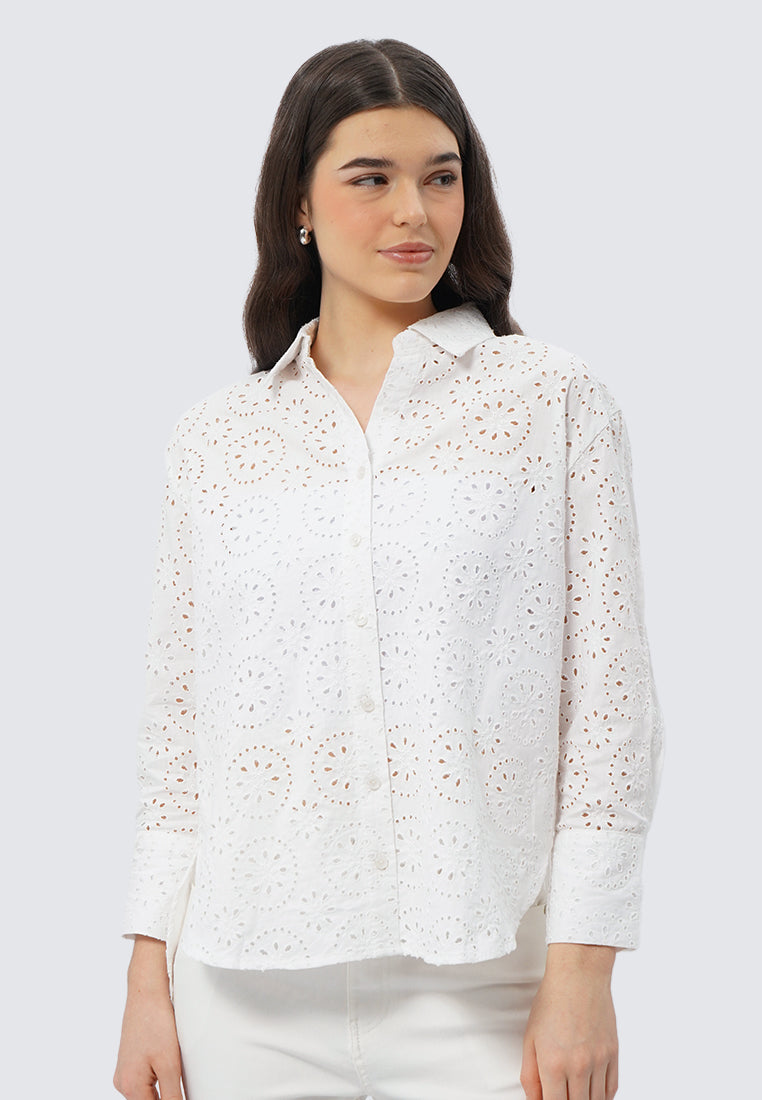 Eyelet Long Sleeve Blouse